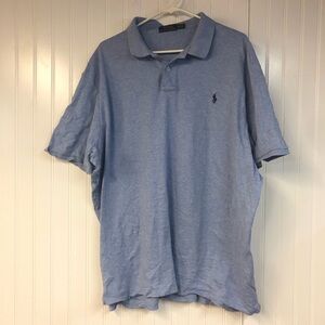 Ralph Lauren Short Sleeve Polo Shirt XXL Blue Heather Cotton Preppy